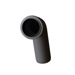 Plastic sewer pipe grey on white background, isolated. 3D rendering of excellent quality in high resolution. It can be enlarged and used as a background or texture.