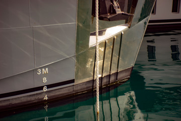 Fototapeta na wymiar Luxury yacht, white color, detail, northern Mediterranean