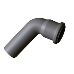 Plastic sewer pipe grey on white background, isolated. 3D rendering of excellent quality in high resolution. It can be enlarged and used as a background or texture.