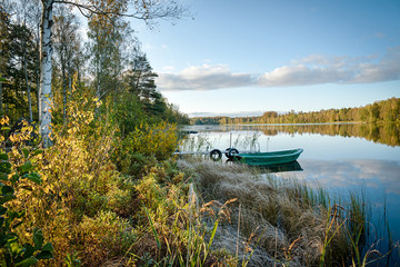 October landscape over Swedish lake