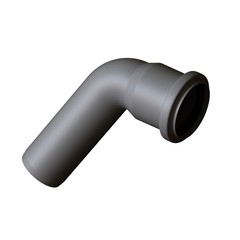 Plastic sewer pipe grey on white background, isolated. 3D rendering of excellent quality in high resolution. It can be enlarged and used as a background or texture.