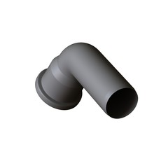 Plastic sewer pipe grey on white background, isolated. 3D rendering of excellent quality in high resolution. It can be enlarged and used as a background or texture.