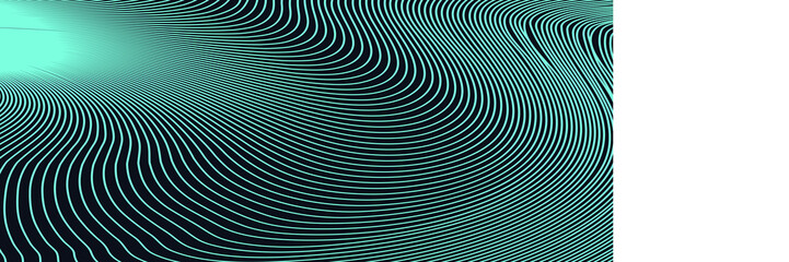 Abstract Blue and Green Geometric Pattern with Waves. Striped Spiral Texture. Hypnotic Psychedelic Illusion. 3D Illustration - obrazy, fototapety, plakaty