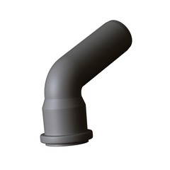 Plastic sewer pipe grey on white background, isolated. 3D rendering of excellent quality in high resolution. It can be enlarged and used as a background or texture.