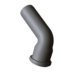 Plastic sewer pipe grey on white background, isolated. 3D rendering of excellent quality in high resolution. It can be enlarged and used as a background or texture.