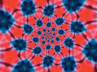 Fototapeta na wymiar Colorful digital graphic kaleidoscope symmetry mandala style in laser light trial pattern, Tie Dye , spiderweb art background for art projects, banner, business, card, template