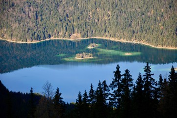 Eibsee lake in the Bavarian forest