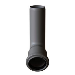 Plastic sewer pipe grey on white background, isolated. 3D rendering of excellent quality in high resolution. It can be enlarged and used as a background or texture.