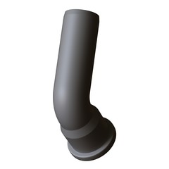 Plastic sewer pipe grey on white background, isolated. 3D rendering of excellent quality in high resolution. It can be enlarged and used as a background or texture.