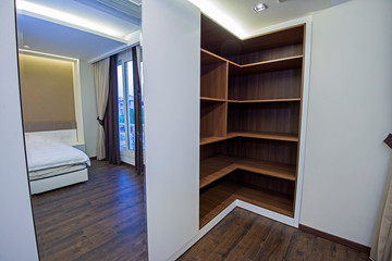 Fototapeta na wymiar Interior design of bedroom closet in house