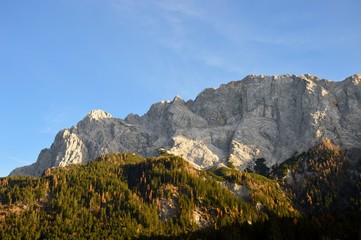 Mountain landscape in sunset rays