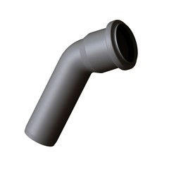 Plastic sewer pipe grey on white background, isolated. 3D rendering of excellent quality in high resolution. It can be enlarged and used as a background or texture.