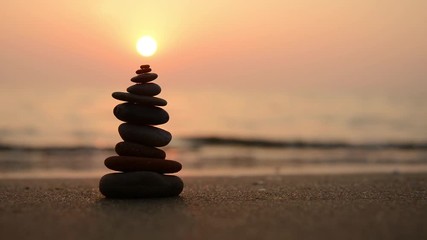 zen stones on the beach