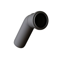 Plastic sewer pipe grey on white background, isolated. 3D rendering of excellent quality in high resolution. It can be enlarged and used as a background or texture.