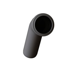 Plastic sewer pipe grey on white background, isolated. 3D rendering of excellent quality in high resolution. It can be enlarged and used as a background or texture.