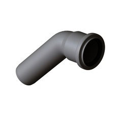 Plastic sewer pipe grey on white background, isolated. 3D rendering of excellent quality in high resolution. It can be enlarged and used as a background or texture.