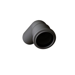 Plastic sewer pipe grey on white background, isolated. 3D rendering of excellent quality in high resolution. It can be enlarged and used as a background or texture.