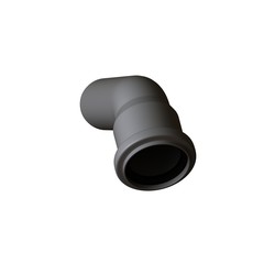 Plastic sewer pipe grey on white background, isolated. 3D rendering of excellent quality in high resolution. It can be enlarged and used as a background or texture.