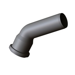 Plastic sewer pipe grey on white background, isolated. 3D rendering of excellent quality in high resolution. It can be enlarged and used as a background or texture.