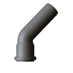 Plastic sewer pipe grey on white background, isolated. 3D rendering of excellent quality in high resolution. It can be enlarged and used as a background or texture.