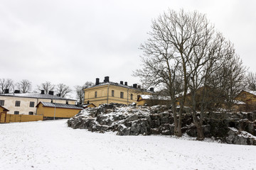 Helsinki, Finland. Walls and fortifications of the fortress island of Suomenlinna. A World Heritage Site since 1991