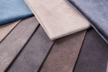 Samples of various colorful textile materials