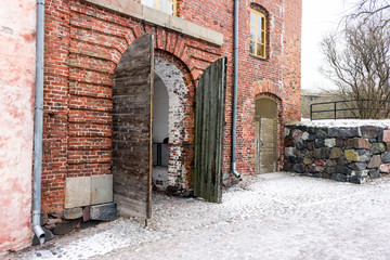 Helsinki, Finland. Walls and fortifications of the fortress island of Suomenlinna. A World Heritage Site since 1991