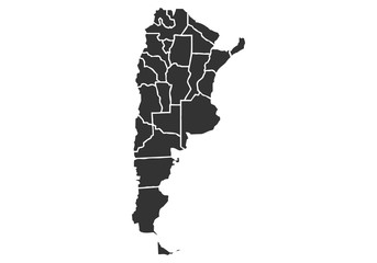 Mapa negro de Argentina sobre fondo blanco. © Gabrieuskal