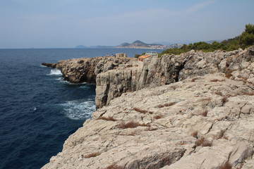 Fototapeta na wymiar rocks and sea lokrum island croatia