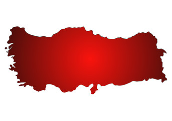 Mapa rojo de Turquía sobre fondo blanco. © Gabrieuskal