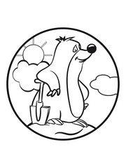 Maulwurf erde Maulwurfhügel witzig gross garten süss niedlich tier graben erdhaufen sonne button cartoon rund einfarbig