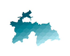 Vector isolated illustration icon with simplified blue silhouette of Tajikistan map. Polygonal geometric style. White background
