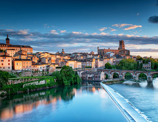 View on the old town of Albi in the morning