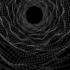 Abstract frame tunnel. Wormhole. 3D corridor grid.