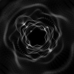 Abstract frame tunnel. Wormhole. 3D corridor grid.