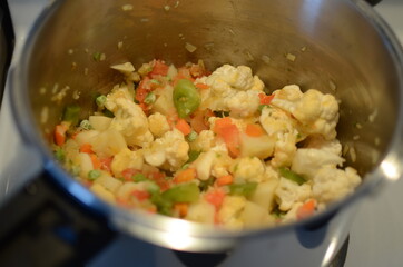 Cooked Fresh Vegetables in pot