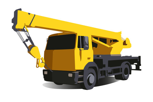 crane truck realistic vector illustration isolated