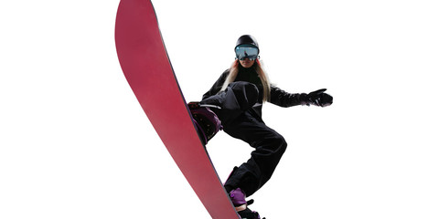 Obraz premium Snowboarding isolated on white.