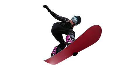 Snowboarding isolated on white.