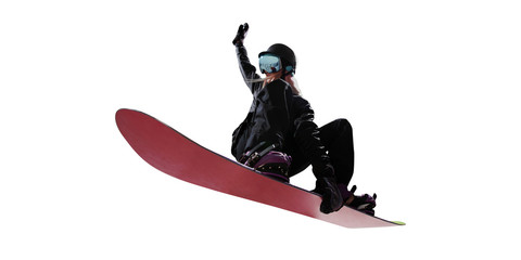 Snowboarding isolated on white.