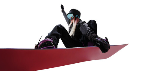 Snowboarding isolated on white.