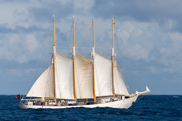 Sailing ship with four white sails © Alexey Seafarer