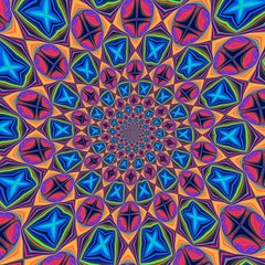 Colorful digital graphic kaleidoscope symmetry mandala style in laser light trial pattern, Tie Dye , spiderweb art abstract background for art projects, banner, business,   card, 3D, template