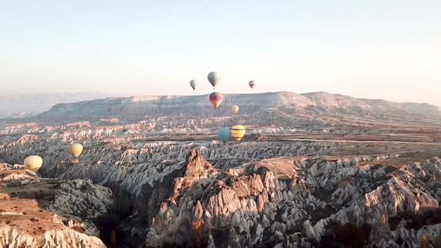 Capadokia turkey air balloon morning sunrise mood colourful, holiday, christmas, birds eye, tourism, 