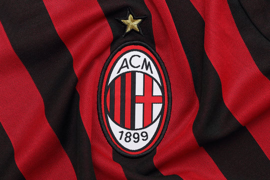 BANGKOK, THAILAND - JULY 24: The Logo Of AC Milan Football Club On The Jersey On July 24