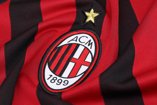 BANGKOK, THAILAND - JULY 24: The Logo Of AC Milan Football Club On The Jersey On July 24