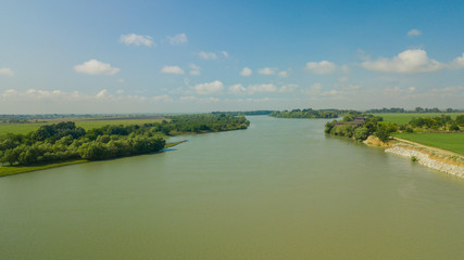 Fototapeta na wymiar Aerial view of Kuban river, Krasnodar Krai, Russia