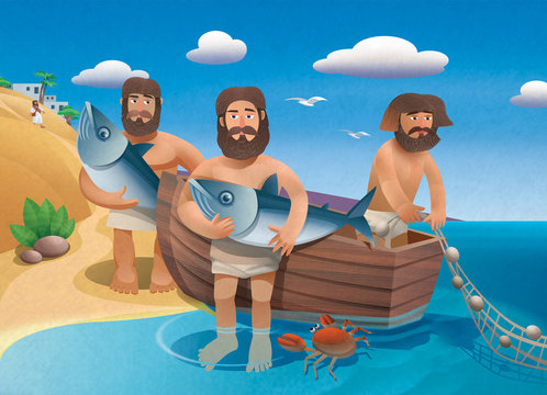 Fishermen, students, apostles Peter Andrew and Jesus