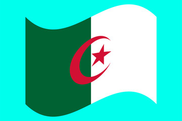 Wave National flag of Algeria. Vector illustration