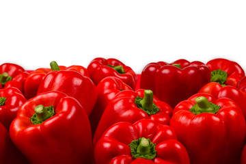 Fresh red bell pepper isolated on white background. Copy space.